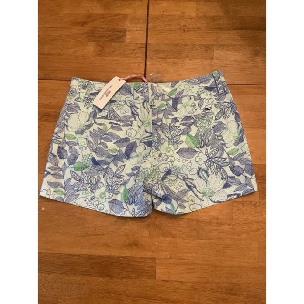 Vineyard Vines Women's Shorts Size 0 Minty Floral Bird Dayboat NWT - Picture 2 of 8